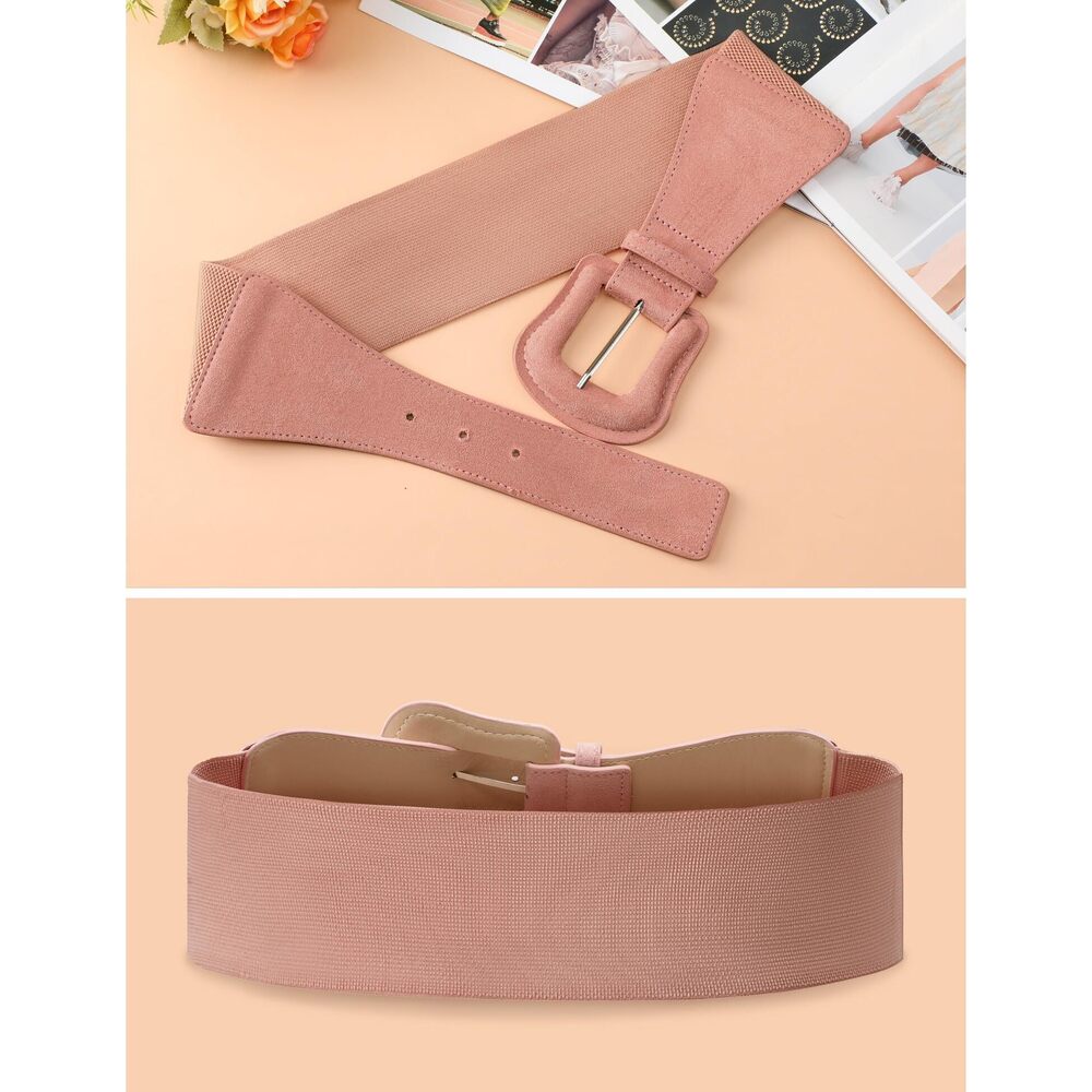 1124 3 Pack Suede Womens Elastic Wide Belts For Dresses Fashion - Picture 4 of 9
